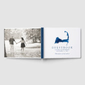 Hochzeit von Navy Blue Watercolor Cape Cod Map Gästebuch (Voll)