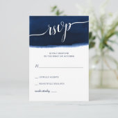 Hochzeit von Navy Blue Watercolor RSVP Karte (Stehend Vorderseite)