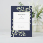 Hochzeit von Navy Blue Watercolor RSVP Karte (Stehend Vorderseite)