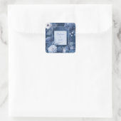 Hochzeit von Navy Blue & White Floral Quadratischer Aufkleber (Tasche)