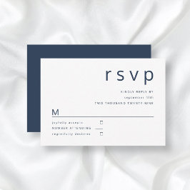 Hochzeit von Navy Blue White Minimalistisch Typogr RSVP Karte