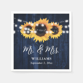 Hochzeit von Navy Blue Wood String Lights Sonnenbl Serviette