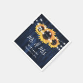 Hochzeit von Navy Blue Wood String Lights Sonnenbl Serviette (Ecke)