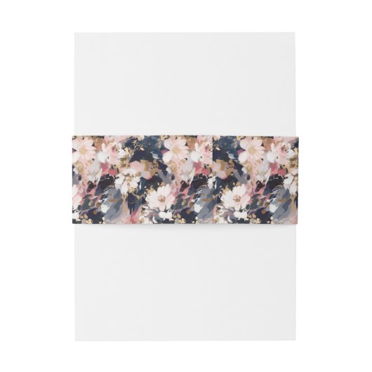 Hochzeit von Navy & Blush Abstrakten Blume Einladungsbanderole (Rückseitenbeispiel)