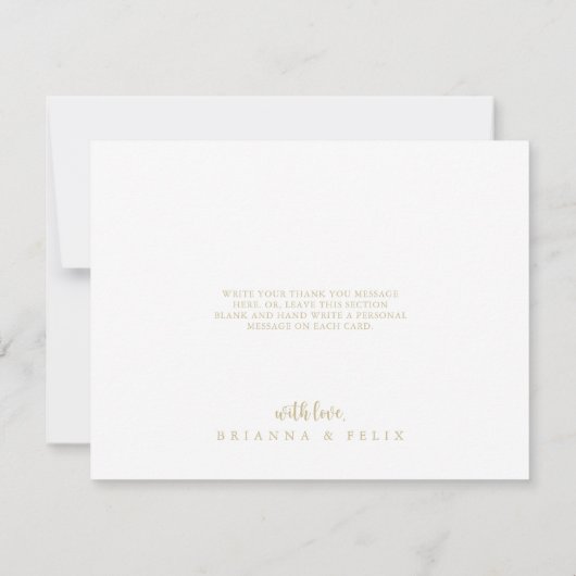 Hochzeit von Navy Blush Floral Gold Geometric Flat Dankeskarte (Rückseite)