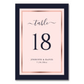 Hochzeit von Navy Blush Pink Rose Gold Tischnummer (Rückseite)