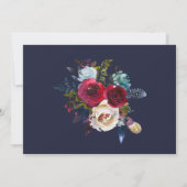 Hochzeit von Navy Burgund Merlot Floral Save the D Save The Date (Rückseite)