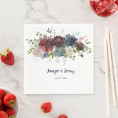 Hochzeit von Navy Burgundy Rose Gold Greenery Serviette (Beispiel)