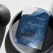 Hochzeit von Navy Dusty Blue Ocean Watercolor Einladung