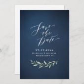 Hochzeit von Navy, einfacher Kalligrafie, rustikal Save The Date (Vorne/Hinten)
