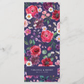 Hochzeit von Navy Floral Menükarte (Rückseite)