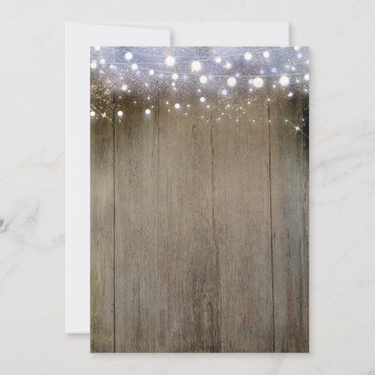 Hochzeit von Navy-Floral-Rustikalen String-Lights Einladung (Rückseite)