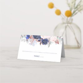 Hochzeit von Navy Floral Watercolor Platzkarte