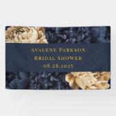 Hochzeit von Navy Gold Painted Peony Banner (Horizontal)