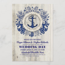 Hochzeit von Navy Nautical Anchor Rustic Beach