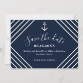 Hochzeit von Navy-Nautical-Foto Save The Date (Vorderseite)