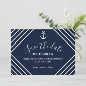 Hochzeit von Navy-Nautical-Foto Save The Date (Stehend Vorderseite)