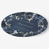 Hochzeit von Navy Peony 9 Zoll Abendessen Pappteller (Schrägansicht)