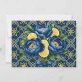 Hochzeit von Navy Peony Citrus Painted Floral Dankeskarte (Rückseite)