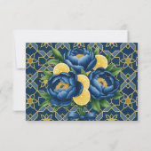 Hochzeit von Navy Peony Citrus Painted Floral Save The Date (Rückseite)