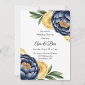 Hochzeit von Navy Peony Citrus Watercolor Einladung (Vorderseite)
