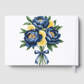 Hochzeit von Navy Peony Citrus Watercolor Gästebuch (Rückseite)