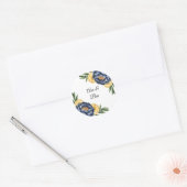 Hochzeit von Navy Peony Citrus Watercolor Runder Aufkleber (Umschlag)