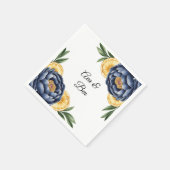 Hochzeit von Navy Peony Citrus Watercolor Serviette (Ecke)