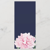Hochzeit von Navy Pink Peony Watercolor Menükarte (Rückseite)