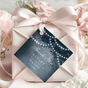 Hochzeit von Navy Rustic Tree Canopy Lights Woodla Geschenkanhänger