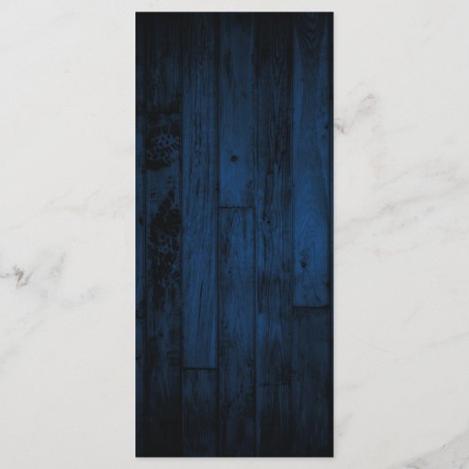 Hochzeit von Navy Rustic Wood String Lights Menükarte (Rückseite)