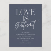Hochzeit von Navy-Script-Liebe verschieben Datum Postkarte (Vorderseite)