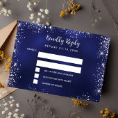 Hochzeit von Navy-Silber-Glitzer RSVP Mitteilungskarte