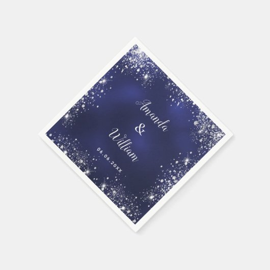 Hochzeit von Navy-Silber-Glitzer Serviette (Ecke)