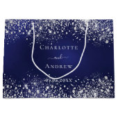 Hochzeit von Navy-Silber Große Geschenktüte (Vorderseite)