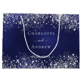 Hochzeit von Navy-Silber Große Geschenktüte (Rückseite)