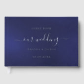 Hochzeit von Navy-Silber-Schrift Gästebuch (Vorderseite)