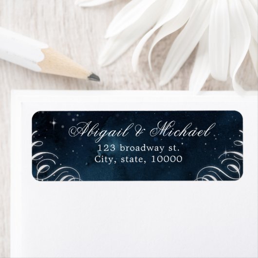Hochzeit von Navy-Silber-Vintag-Kalligraphie (Insitu)