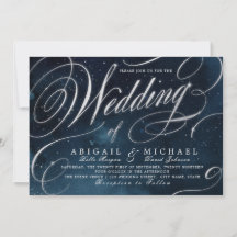 Hochzeit von Navy-Silber-Vintag-Kalligraphie