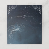 Hochzeit von Navy-Silber-Vintag-Kalligraphie Platzkarte (Außenseite Aufgefaltet)