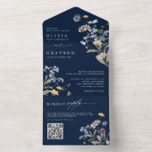 Hochzeit von Navy Spring Wildblume Meadow Garden All In One Einladung (Innen Boden)