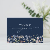 Hochzeit von Navy Spring Wildblume Meadow Garden Dankeskarte (Stehend Vorderseite)