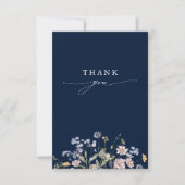 Hochzeit von Navy Spring Wildblume Meadow Garden Dankeskarte (Vorderseite)