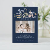 Hochzeit von Navy Spring Wildblume Meadow Garden Dankeskarte (Stehend Vorderseite)