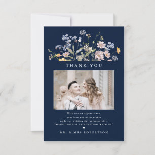 Hochzeit von Navy Spring Wildblume Meadow Garden Dankeskarte