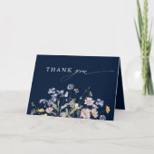 Hochzeit von Navy Spring Wildblume Meadow Garden Dankeskarte (Vorderseite)