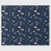 Hochzeit von Navy Spring Wildblume Meadow Garden Geschenkpapier (Flach)