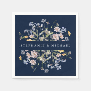 Hochzeit von Navy Spring Wildblume Meadow Garden Serviette