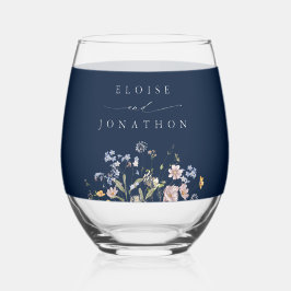 Hochzeit von Navy Spring Wildblume Meadow Garden Weinglas Ohne Stiel