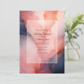 Hochzeit von Navy und Blush Ink Einladung (Stehend Vorderseite)